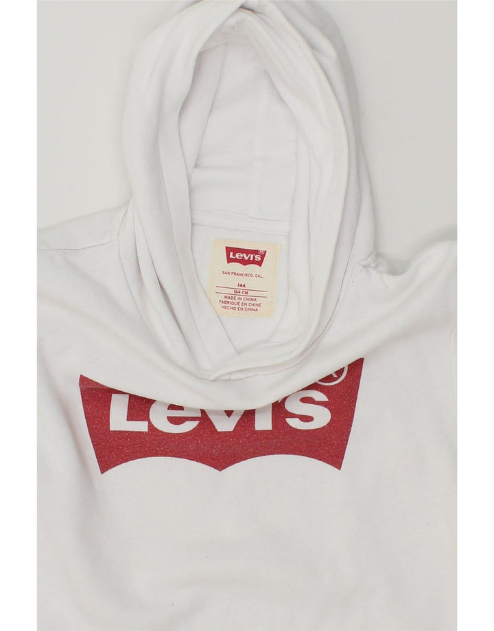 LEVI'S Boys Graphic Hoodie Jumper 13-14 Years White Cotton Vintage Levi's and Second-Hand Levi's from Messina Hembry 