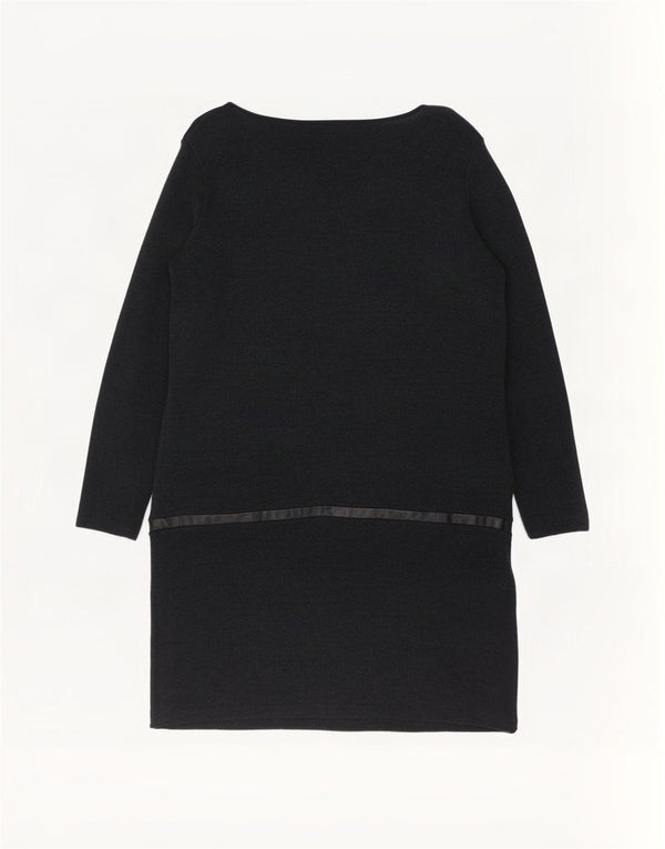 Cos vestido feminino de manga comprida UK 14 lã merino preta média