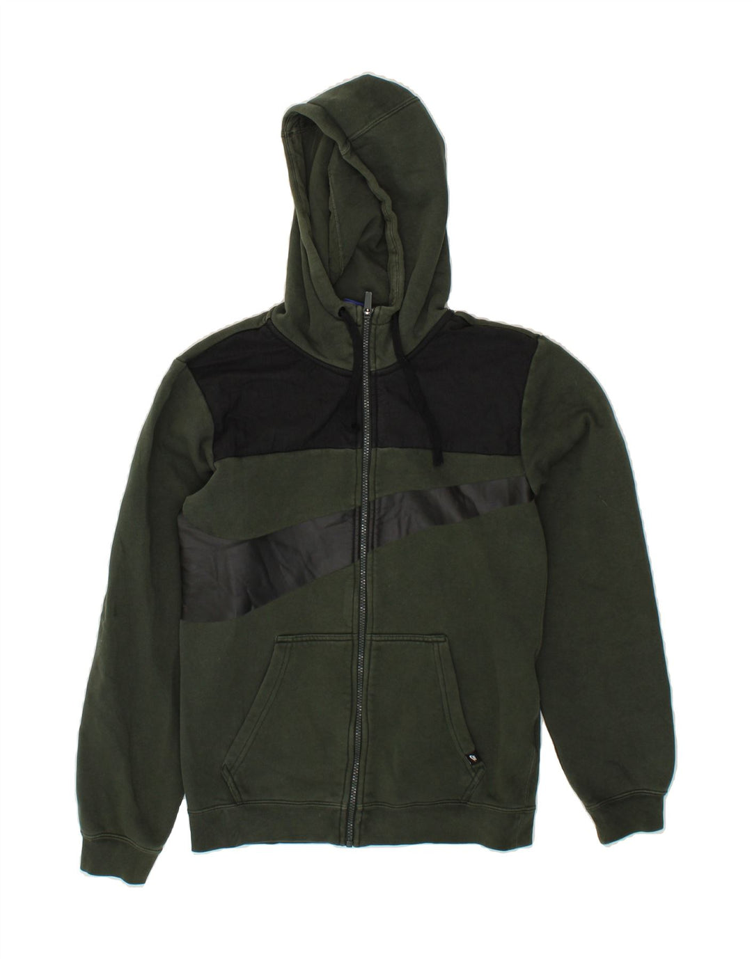 NIKE Mens Graphic Zip Hoodie Sweater XS Green Colourblock Cotton Vintage Nike and Second-Hand Nike from Messina Hembry 