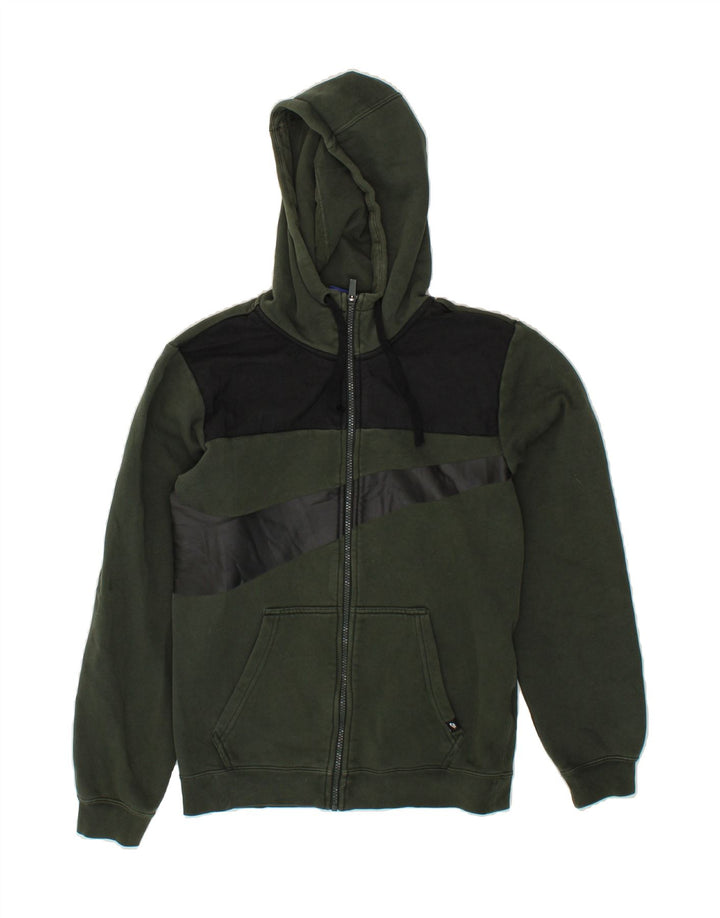 NIKE Mens Graphic Zip Hoodie Sweater XS Green Colourblock Cotton Vintage Nike and Second-Hand Nike from Messina Hembry 