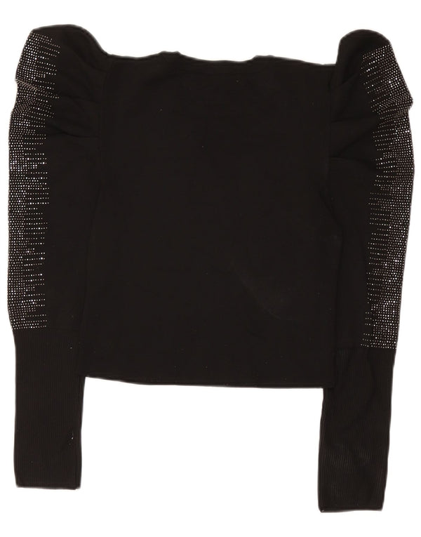 Blusa feminina Zara manga comprida top UK 12 médio preto