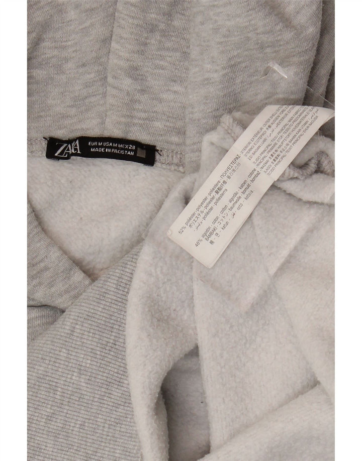 Zara Womens Oversized Hoodie Jumper UK 14 Poliéster Cinza Médio