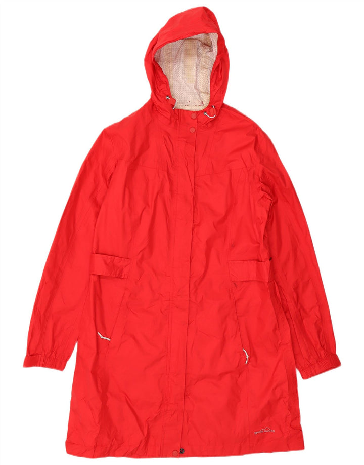 Capa de chuva feminina Eddie Bauer com capuz Reino Unido 14 nylon vermelho médio