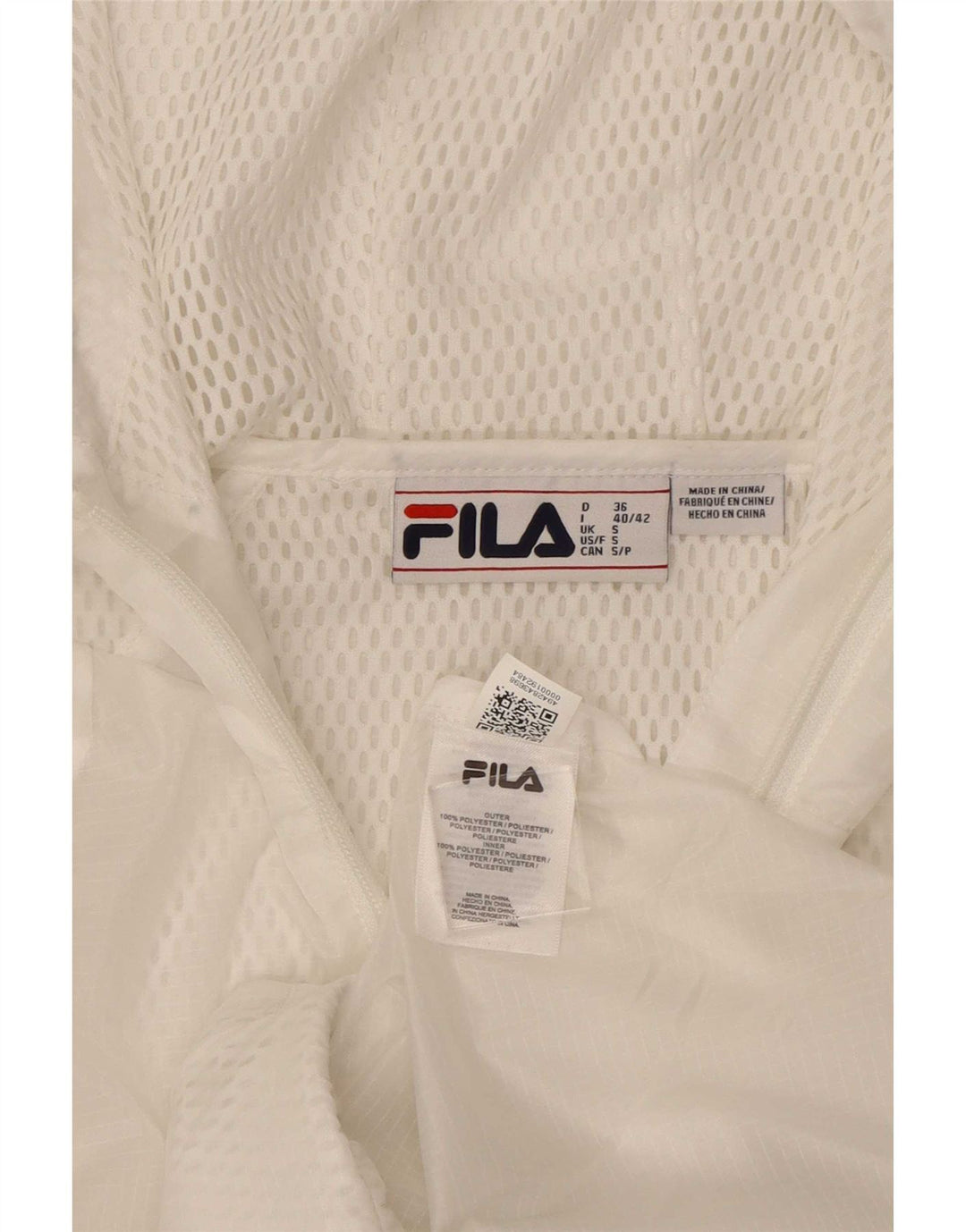 Fila Womens Graphic Hooded Tracksuit Top Jacket UK 10 Pequeno Poliéster Branco