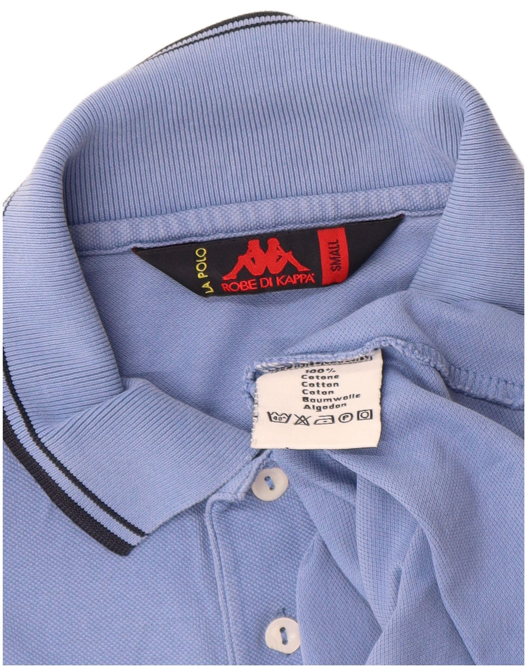 Camisa polo masculina Kappa La Polo pequena azul algodão
