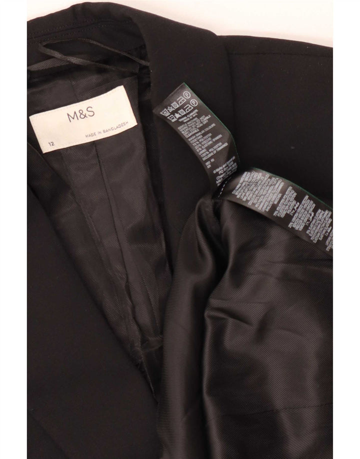 Jaqueta blazer feminina Marks & Spencer com 1 botão Reino Unido 12 poliéster preto médio