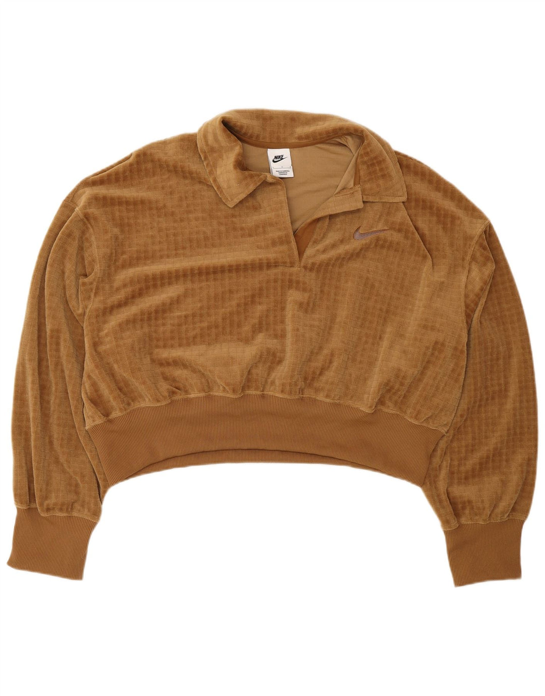 Jumper de moletom de veludo grande Nike feminino Reino Unido 16 grande poliéster marrom