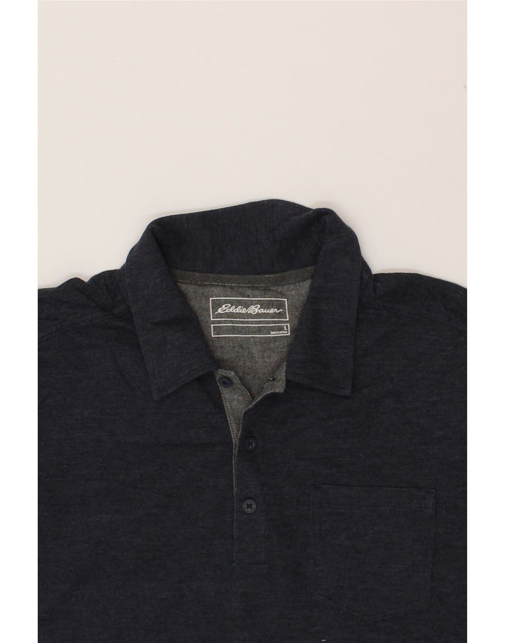 EDDIE BAUER Mens Polo Shirt Large Navy Blue Cotton Vintage Eddie Bauer and Second-Hand Eddie Bauer from Messina Hembry 