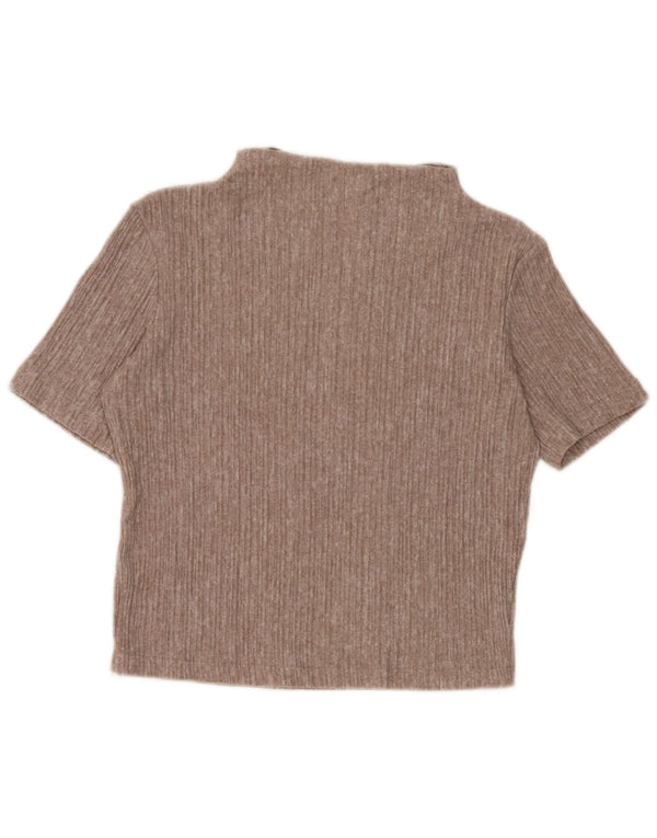 Zara Blusa Crop Feminina Top Reino Unido 10 Pequeno Marrom