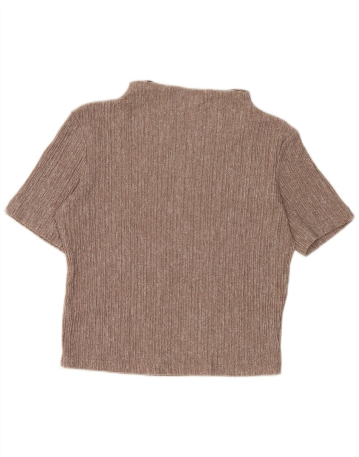 Zara Blusa Crop Feminina Top Reino Unido 10 Pequeno Marrom