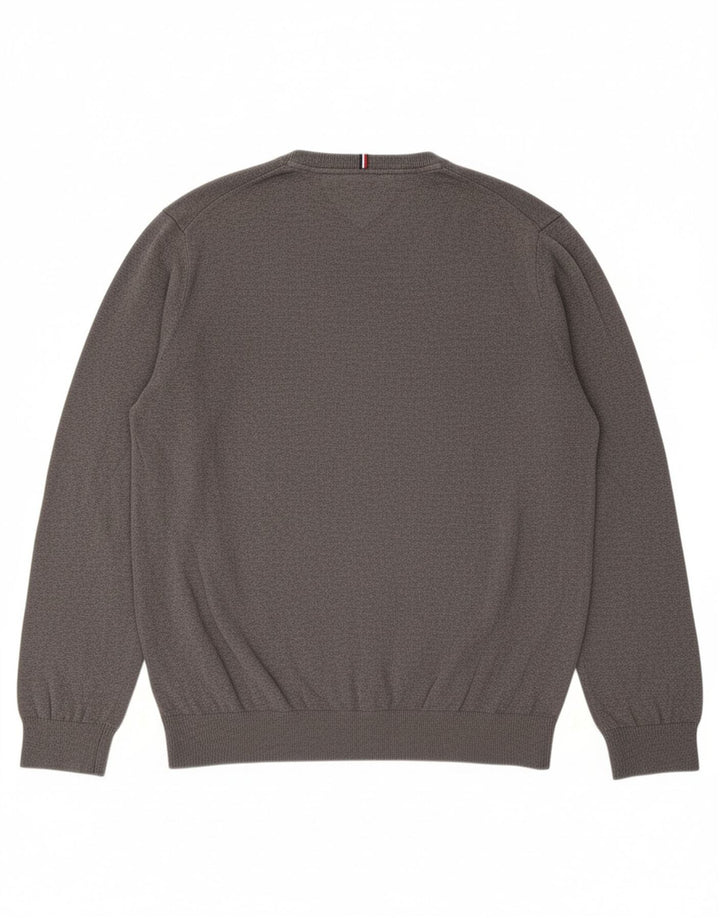 TOMMY HILFIGER Suéter masculino com gola redonda XL algodão cinza