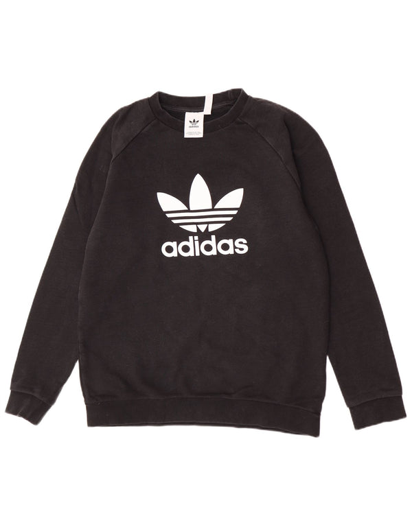 Adidas Mens Graphic Moletom Jumper Médio Algodão Preto