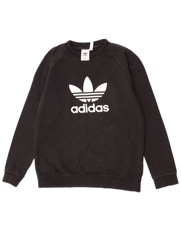 Adidas Mens Graphic Moletom Jumper Médio Algodão Preto