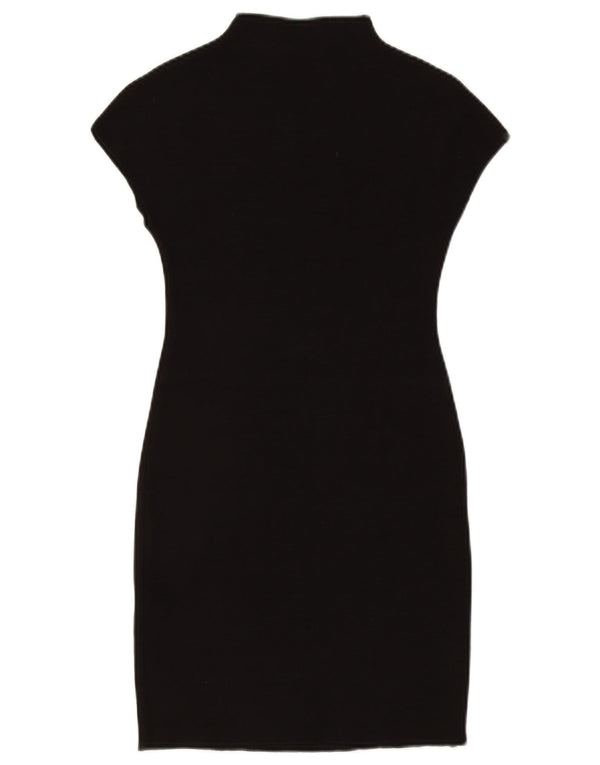 Vestido bodycon feminino de mangas curtas Zara Reino Unido 8 pequeno preto viscose