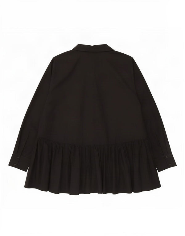 Blusa feminina Zara de manga comprida grande tamanho UK 10 algodão preto pequeno