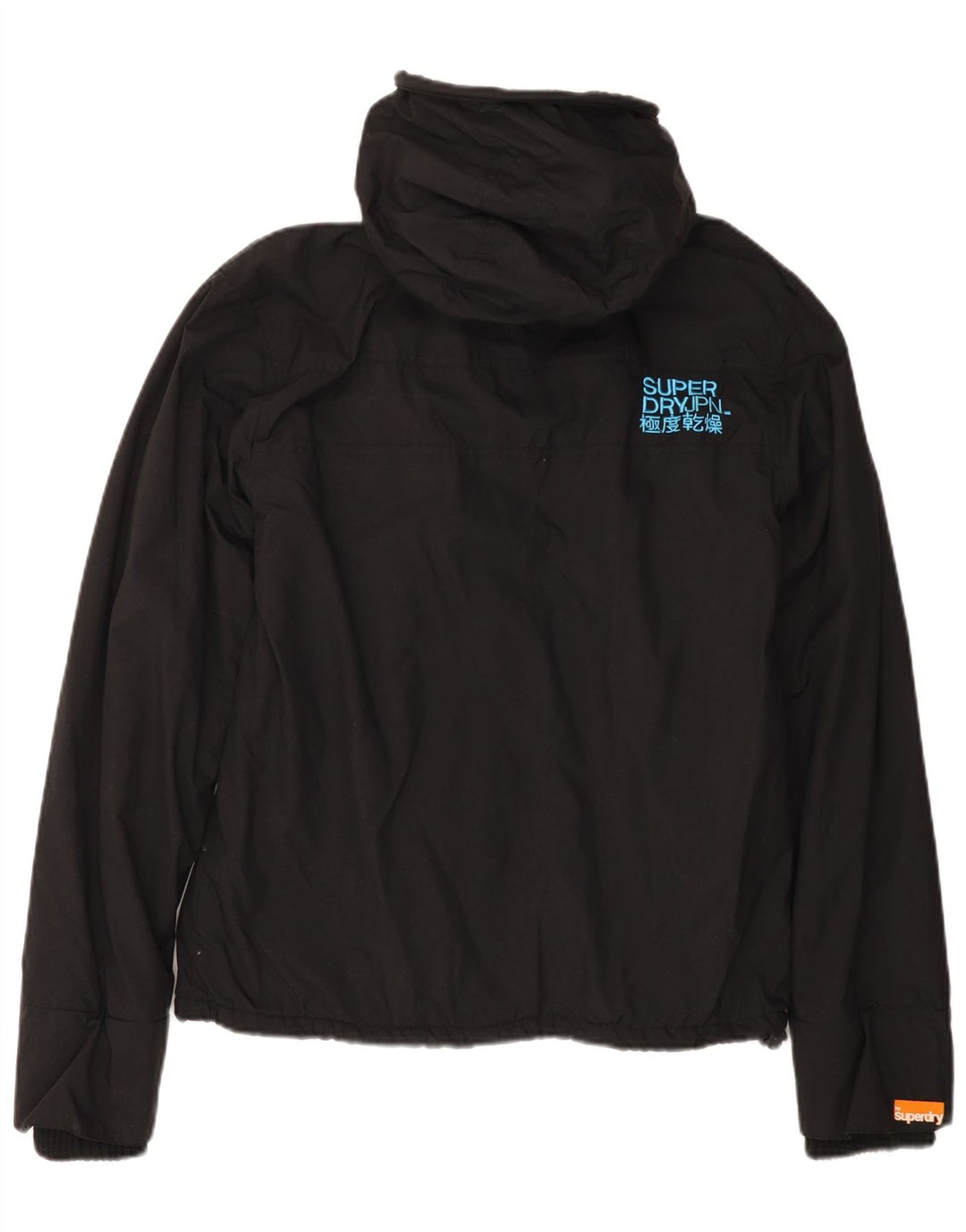 Jaqueta corta-vento feminina SUPERDRY com capuz Reino Unido 16 grande nylon preto