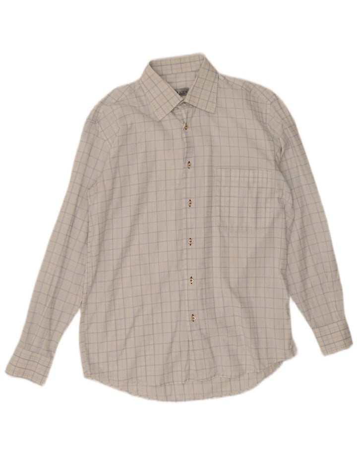 Camisa masculina Marcus tamanho 40 15 1/2 xadrez branco médio