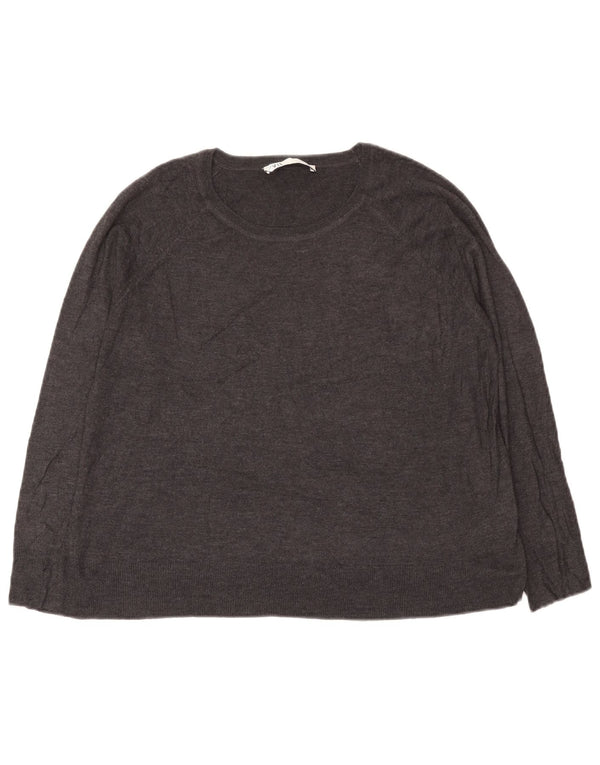 Suéter feminino Zara com gola canoa Reino Unido 16 grande viscose cinza
