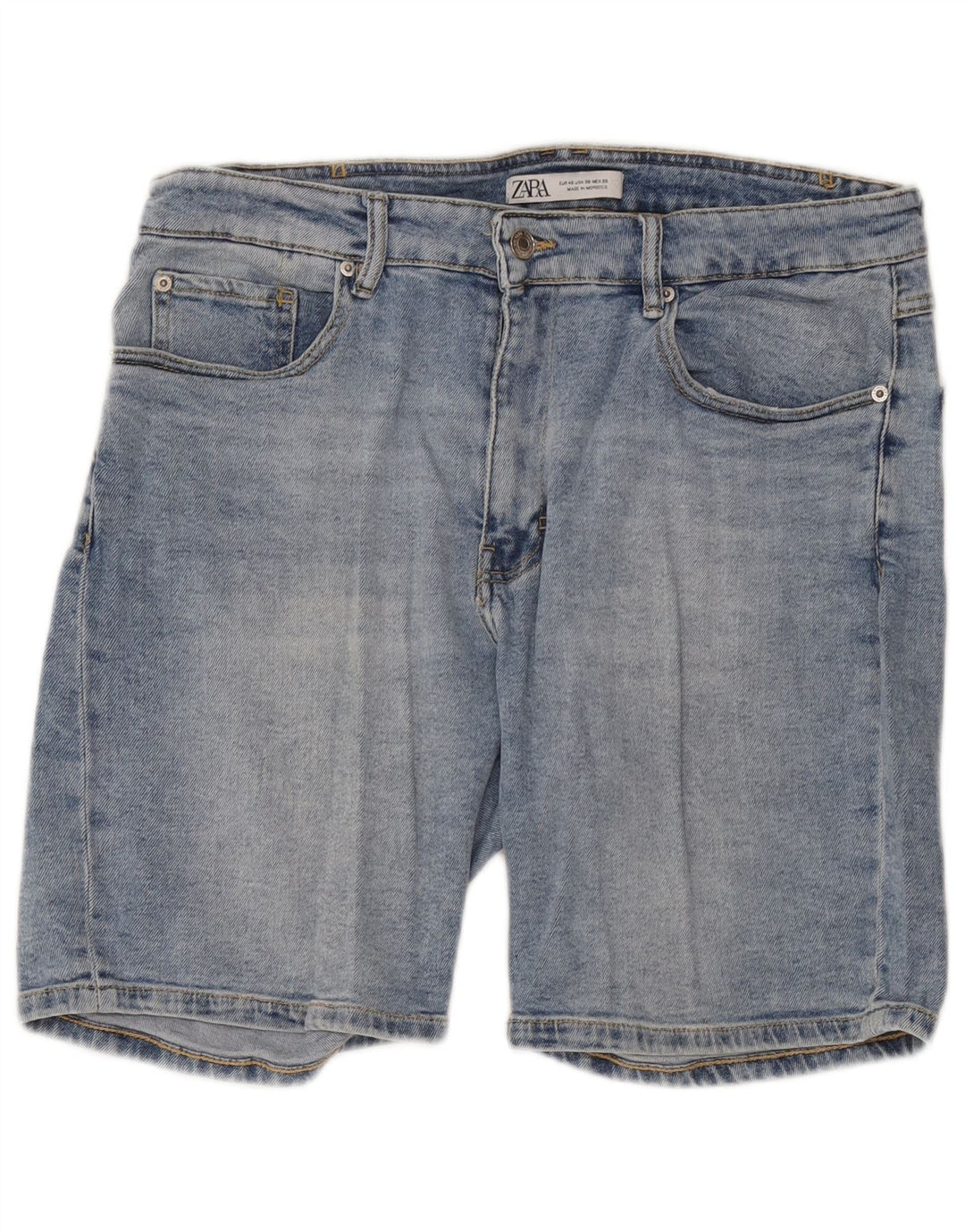 Shorts jeans feminino Zara EU 46 XL W36 azul algodão