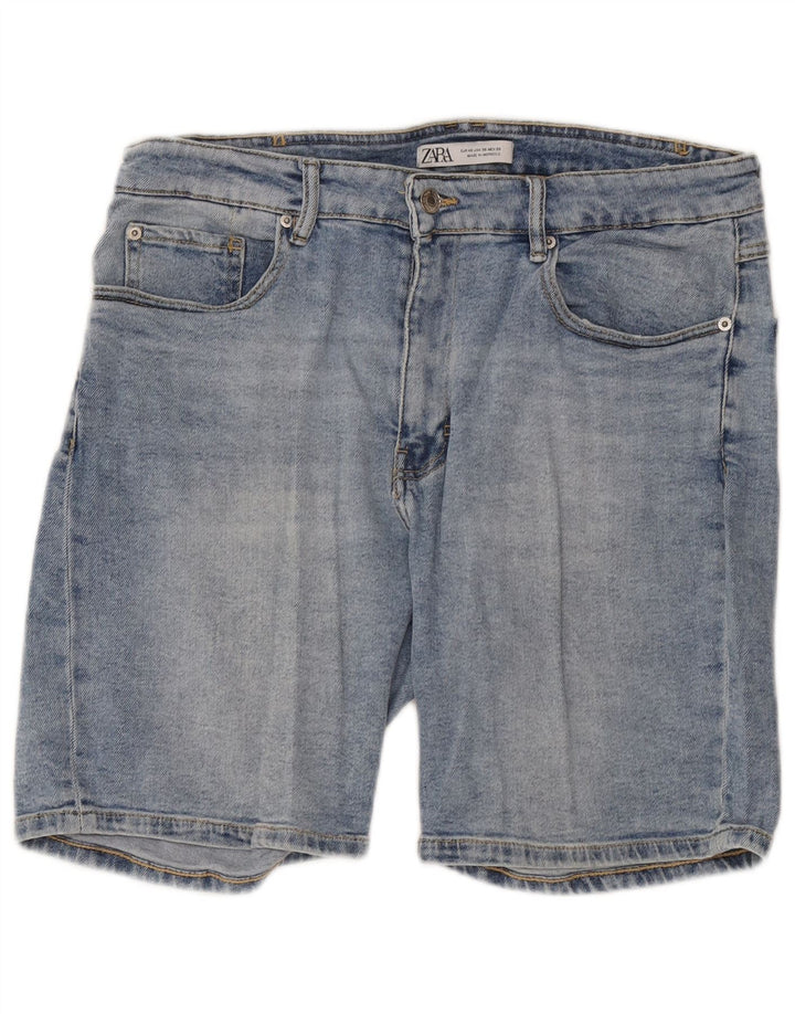 Shorts jeans feminino Zara EU 46 XL W36 azul algodão