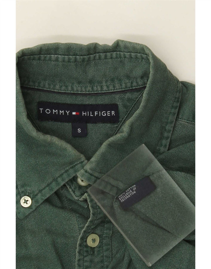 Camisa masculina Tommy Hilfiger pequena verde algodão