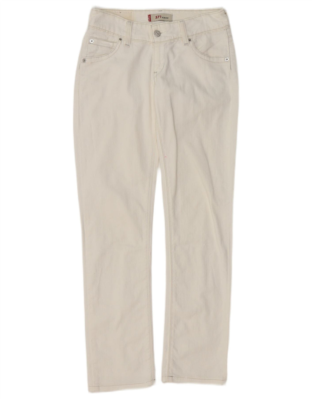 LEVI'S Feminino 571 Slim Jeans W26 L28 Algodão Branco