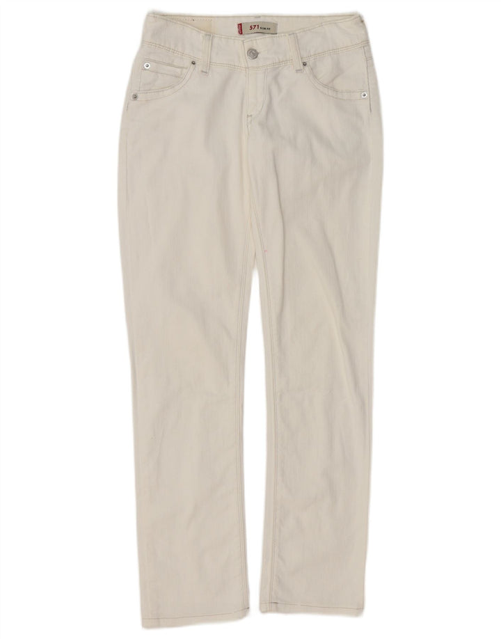 LEVI'S Feminino 571 Slim Jeans W26 L28 Algodão Branco