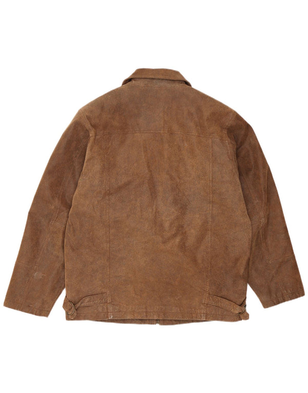 Jaqueta de couro masculina vintage UK 38 couro marrom médio
