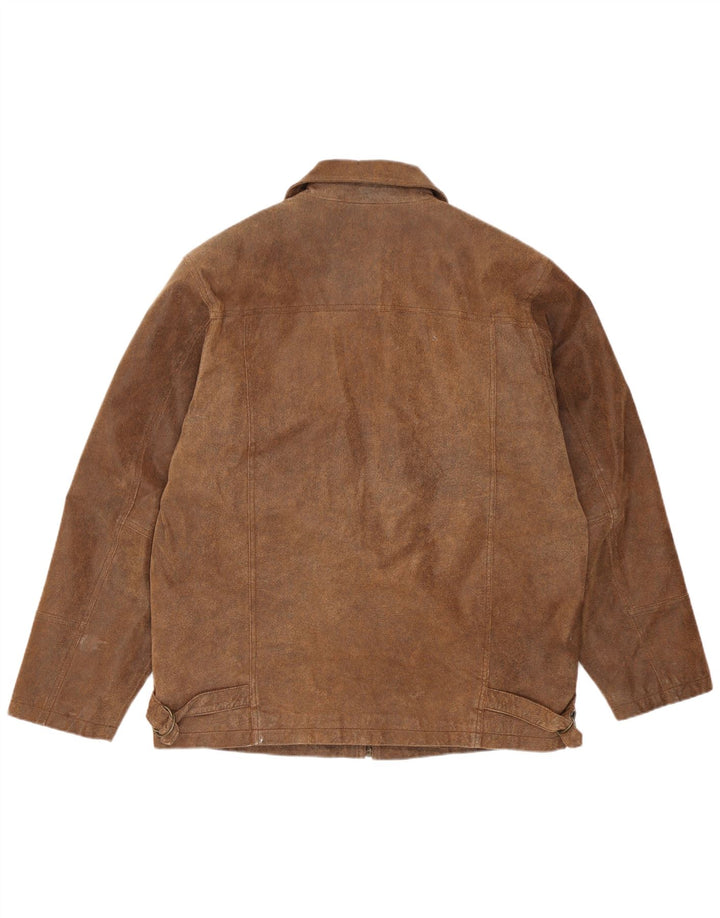 Jaqueta de couro masculina vintage UK 38 couro marrom médio