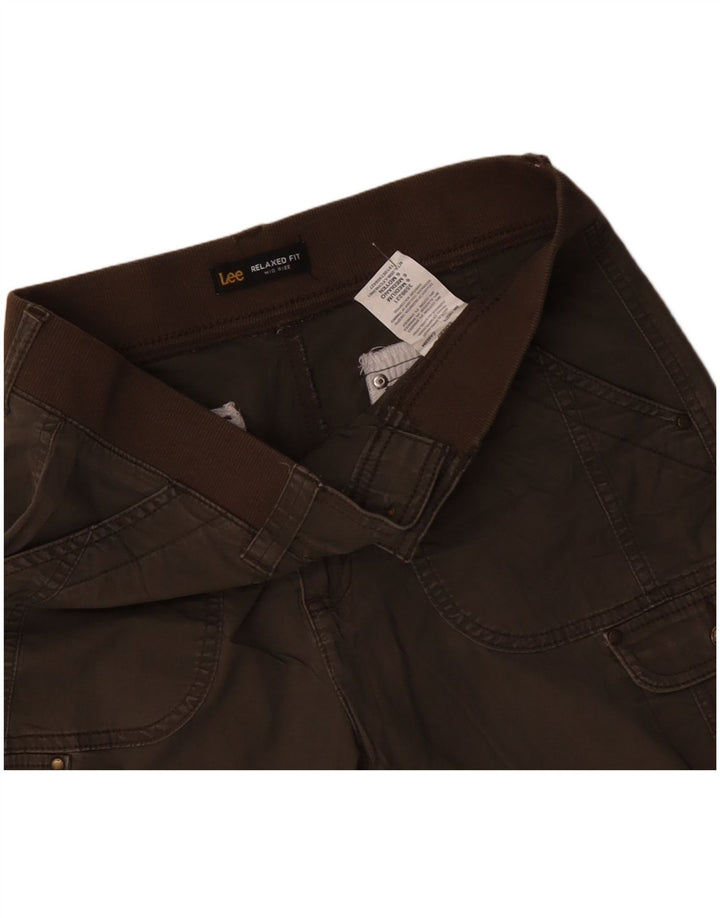 Shorts cargo feminino LEE cintura média e ajuste relaxado US 6 médio W30 algodão cáqui