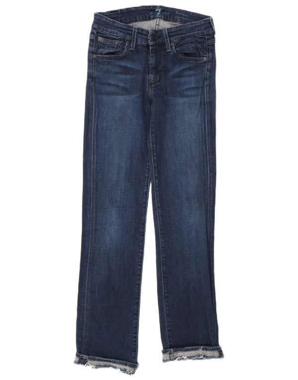 7 For All Mankind Jeans reto feminino W25 L28 algodão azul marinho