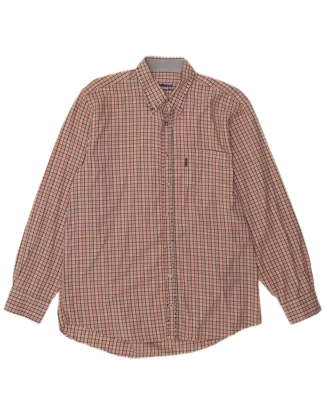 Camisa masculina Barbour grande algodão guingão multicolorido