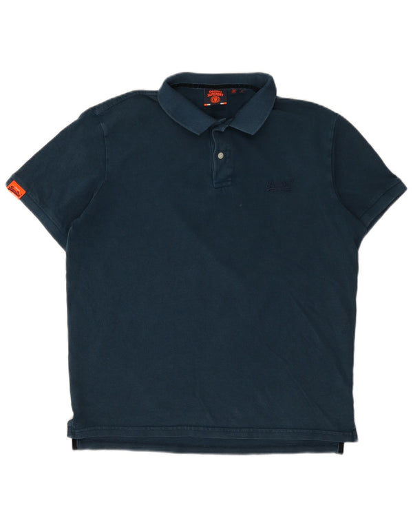 Camisa polo masculina Superdry grande algodão azul marinho