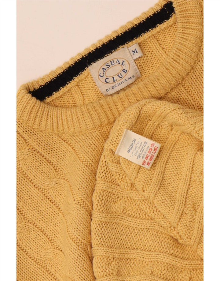 Suéter masculino Debenhams com gola redonda e algodão amarelo médio