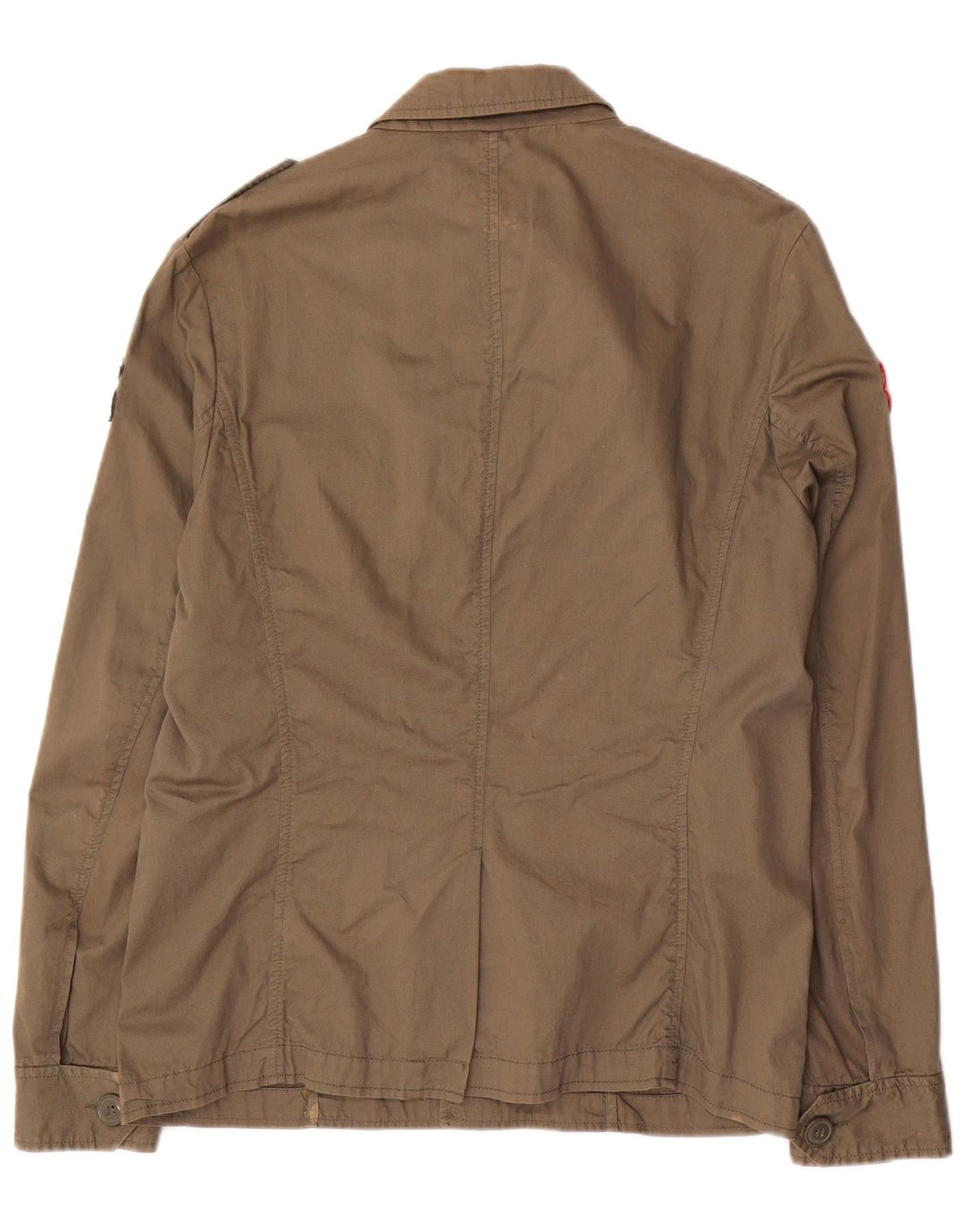 Jaqueta militar gráfica masculina Guru UK 40 grande algodão marrom