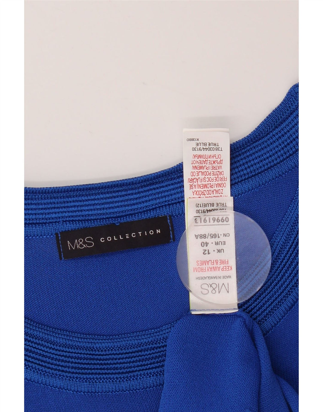 Blusa feminina Marks & Spencer UK 12 viscose geométrica azul médio