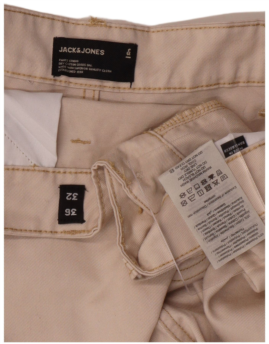 Calça cargo masculina JACK & JONES W36 L23 poliéster bege