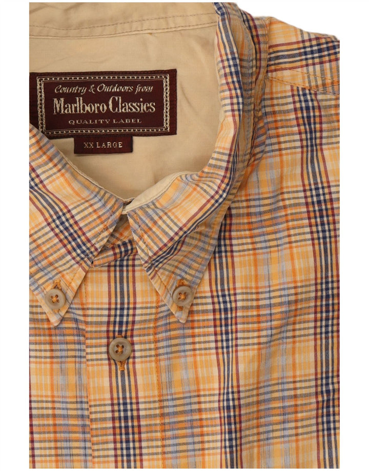 Camisa masculina de manga curta Marlboro Classics 2XL xadrez bege