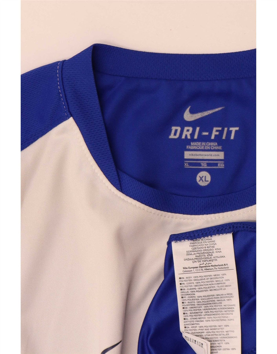 Camiseta masculina Nike Dri Fit Top XL azul colorblock poliéster