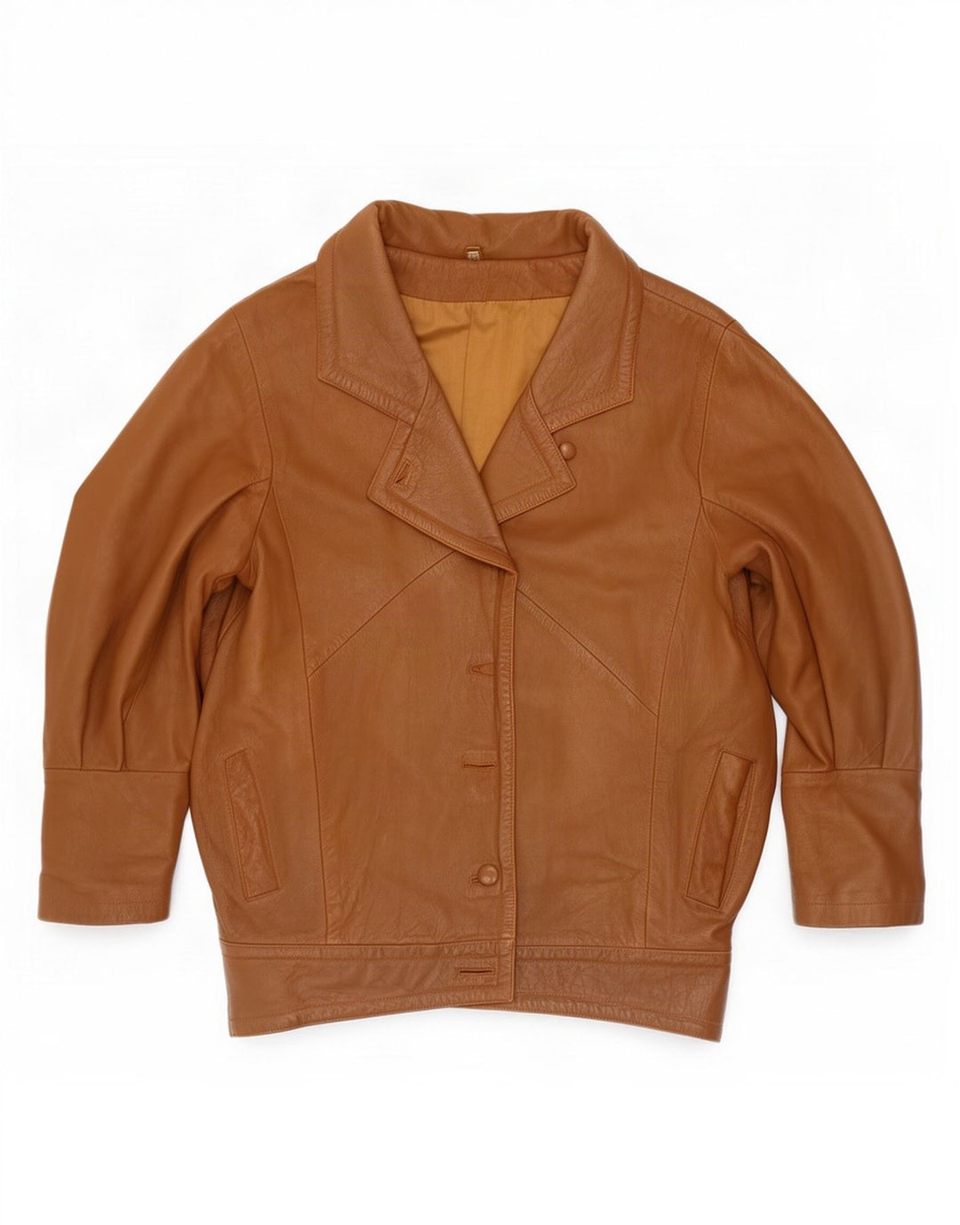 Casaco feminino vintage de couro Batwing UE 40 marrom médio