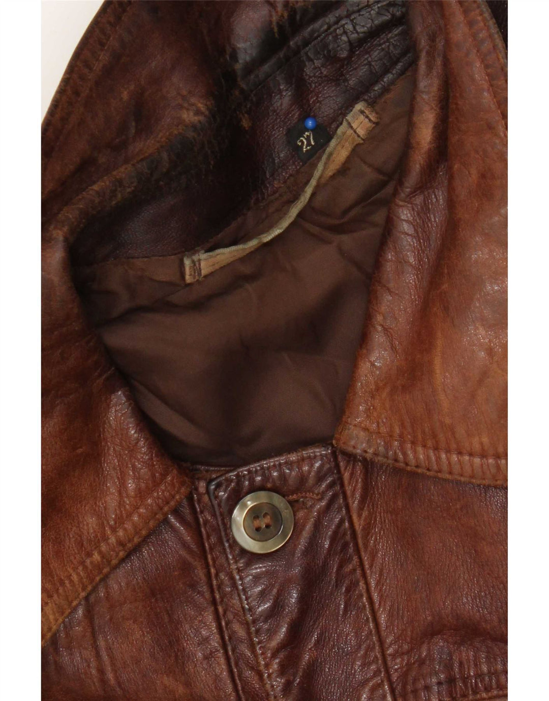 Jaqueta de couro masculina vintage UK 38 marrom médio