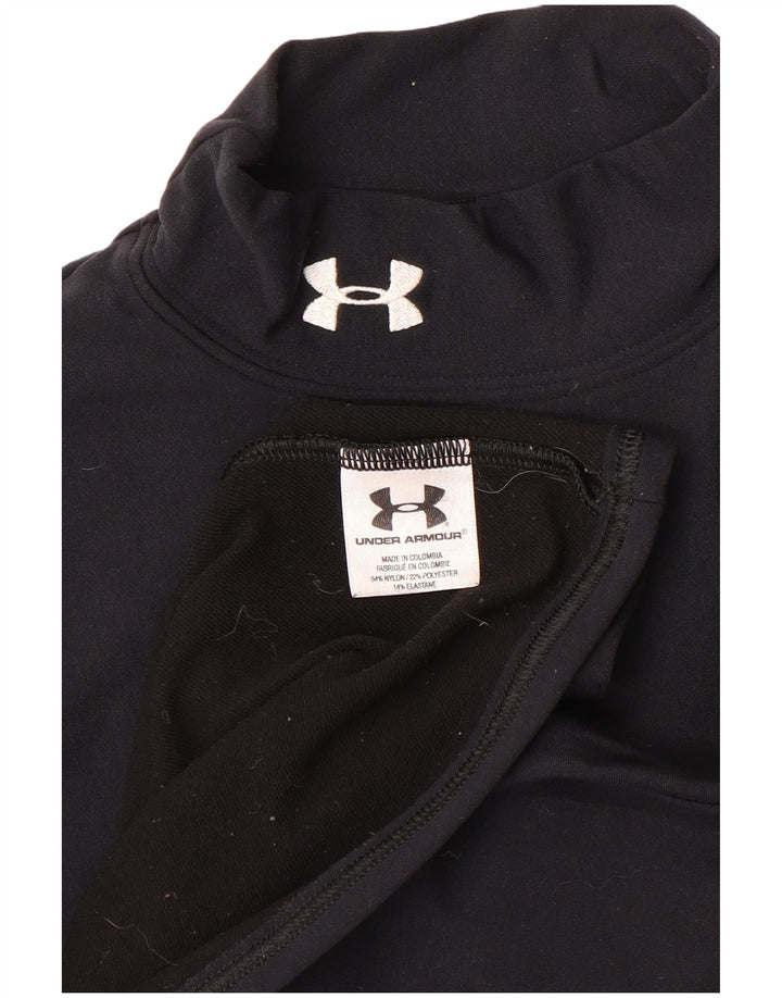 Top feminino Under Armour manga comprida UK 10 pequeno preto nylon