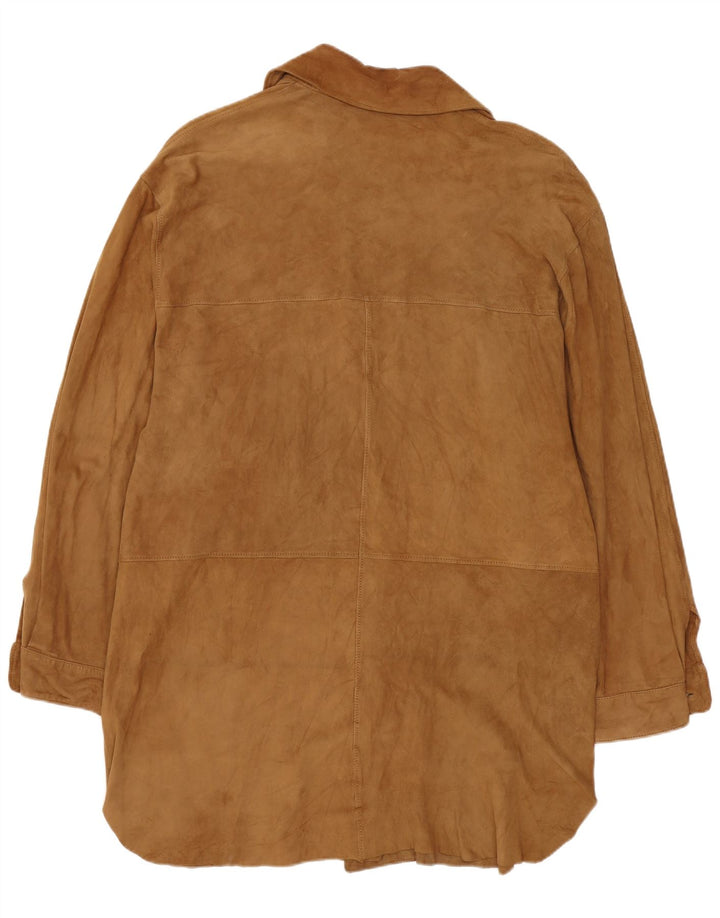 Sobretudo feminino vintage de camurça IT 42 couro bege médio