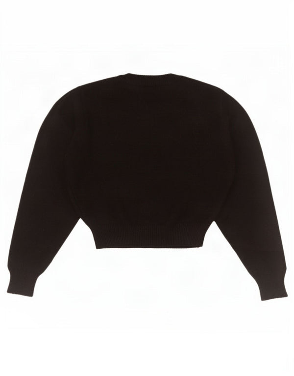 Zara Suéter feminino cropped com gola redonda Reino Unido 10 pequeno preto viscose