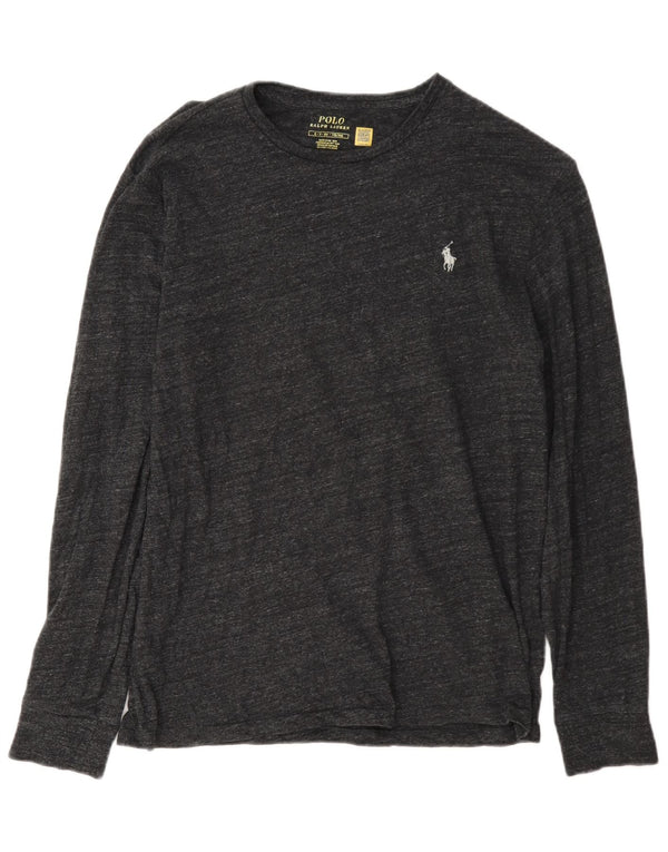 Top masculino Polo Ralph Lauren manga comprida pequeno cinza manchado
