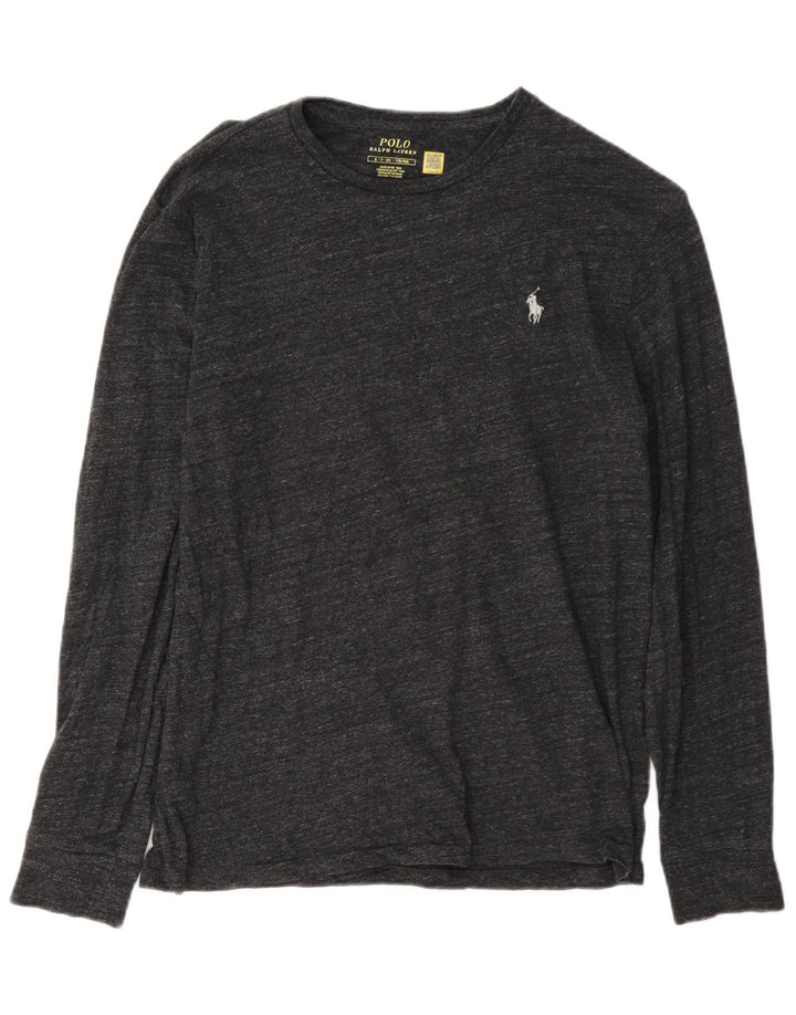 Top masculino Polo Ralph Lauren manga comprida pequeno cinza manchado
