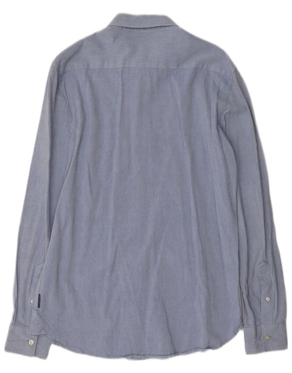 Camisa masculina French Connection pequena azul algodão