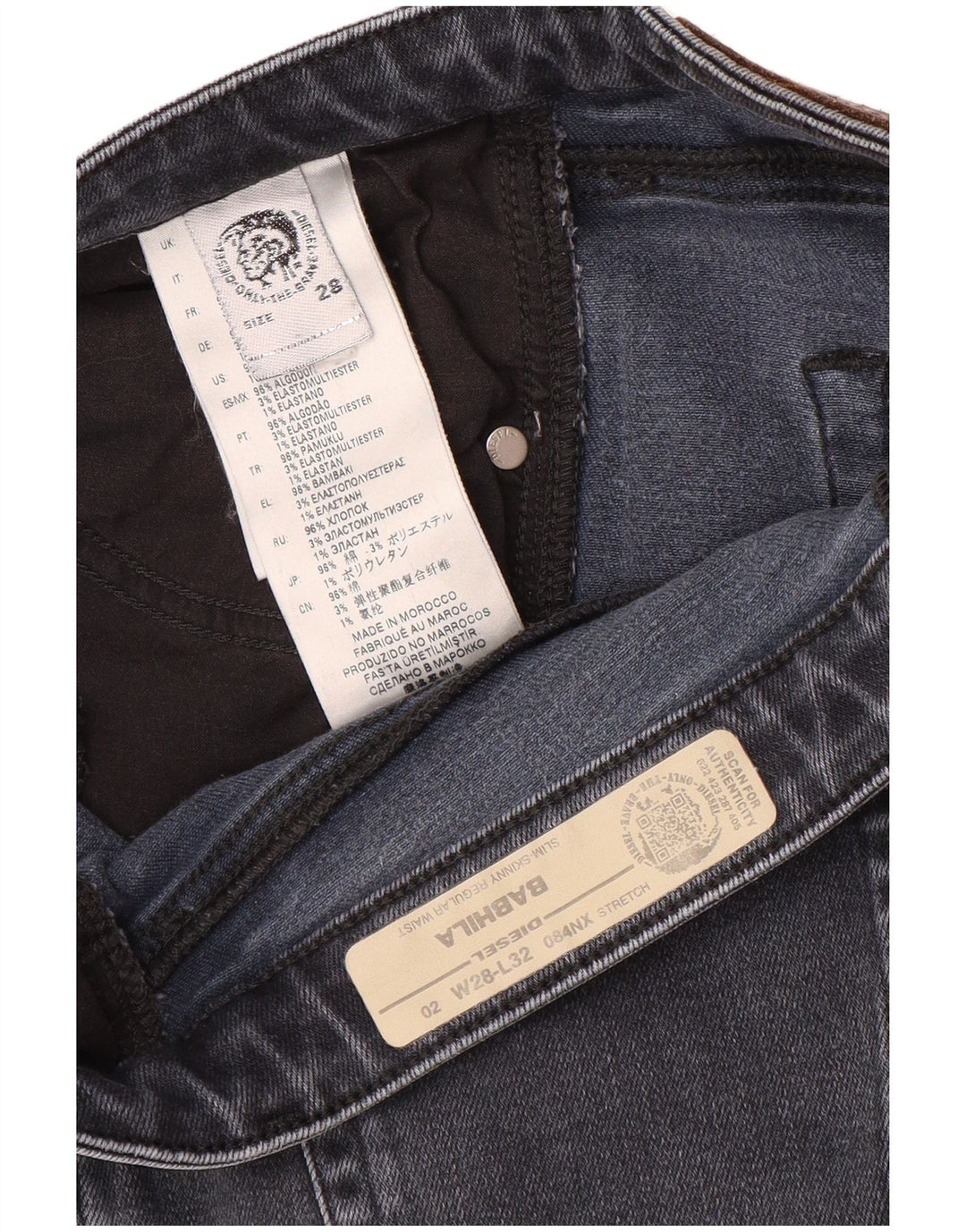 Diesel feminino Babhila Slim Skinny Jeans W28 L28 Azul Algodão