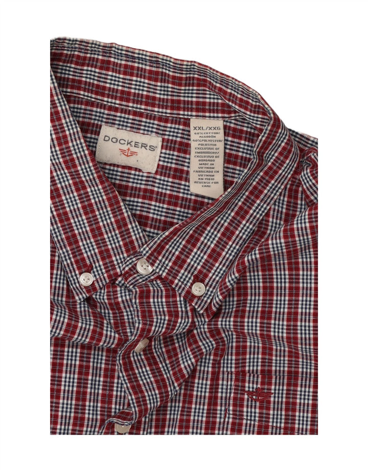 DOCKERS Mens Grant Fit Shirt 2XL Burgundy Check Cotton Vintage Dockers and Second-Hand Dockers from Messina Hembry 