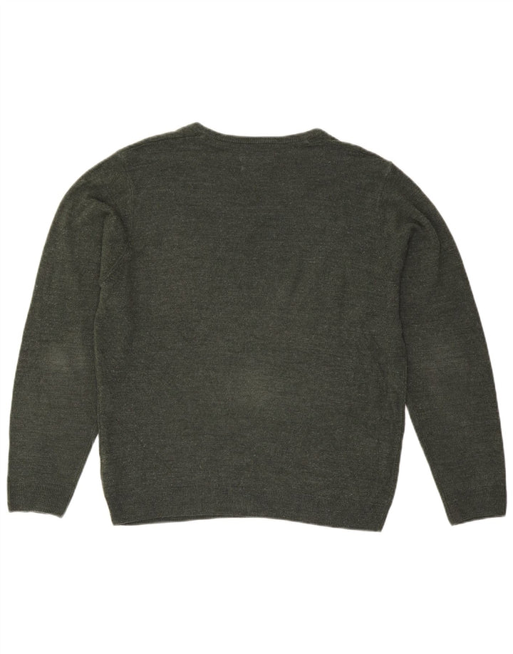 Suéter masculino Marks & Spencer com decote em V grande verde